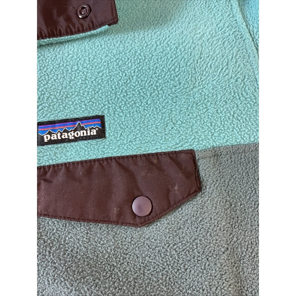 Patagonia Synchilla Womens L Teal Green Snap T Fleece Pullover Hiking Camping - Picture 7 of 11